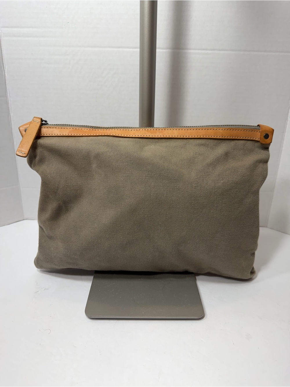Jenni kayne  Taupe Canvas Zip Pouch with Tan Trim